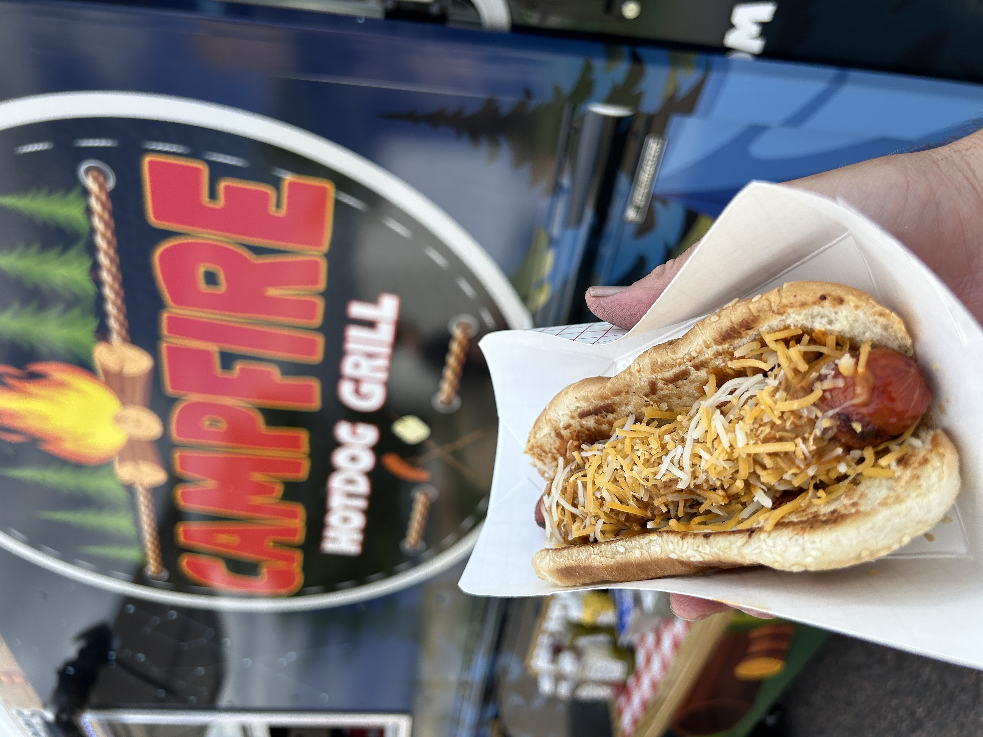 Delicious hot dog served from Campfire Hotdog Grill food truck.