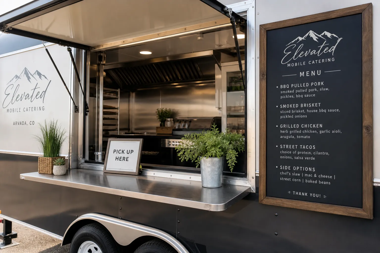 Mobile caterer service setup at an outdoor event in Arvada