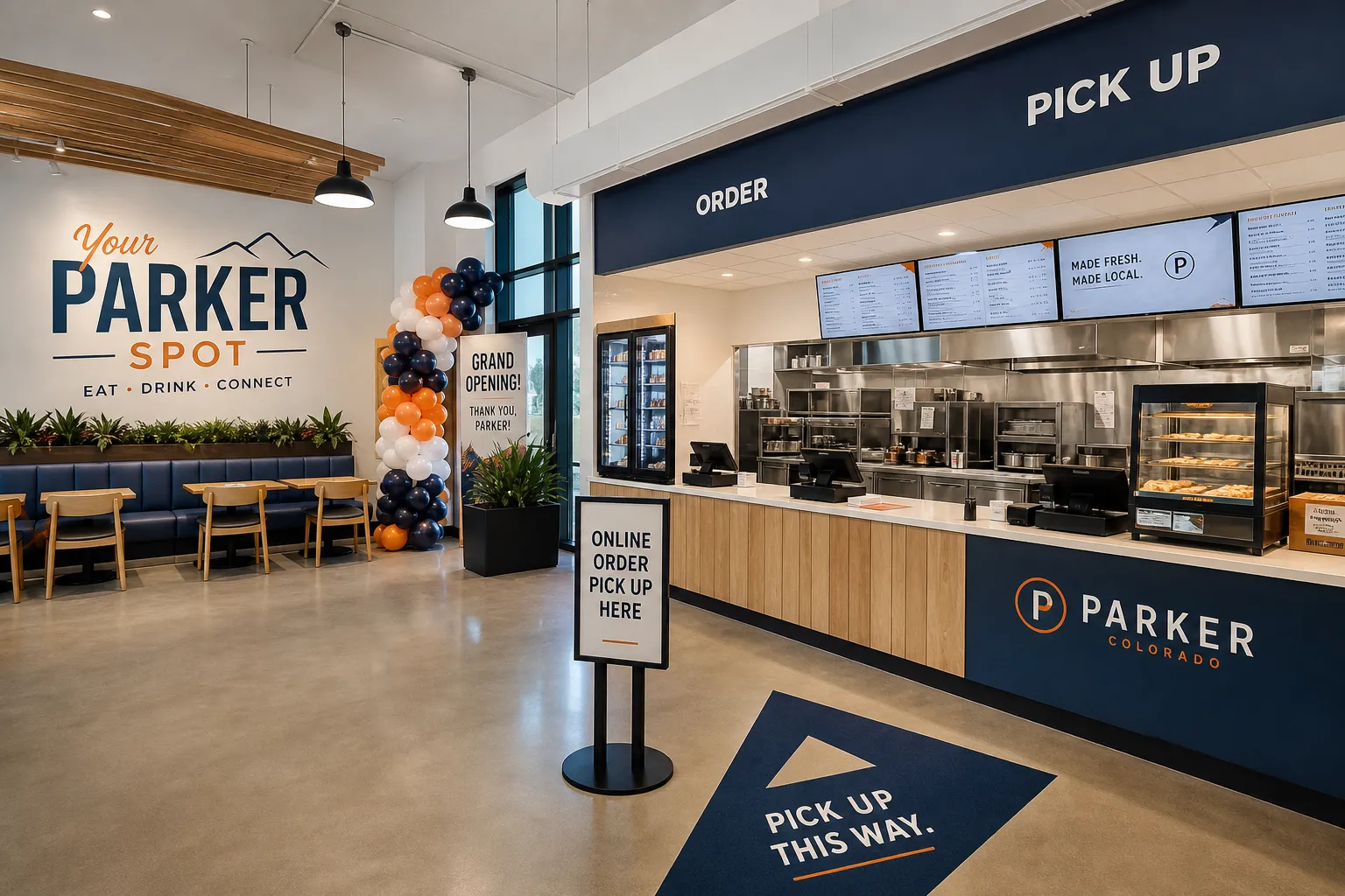 Organized delivery service setup supporting brand visibility at a Parker grand opening