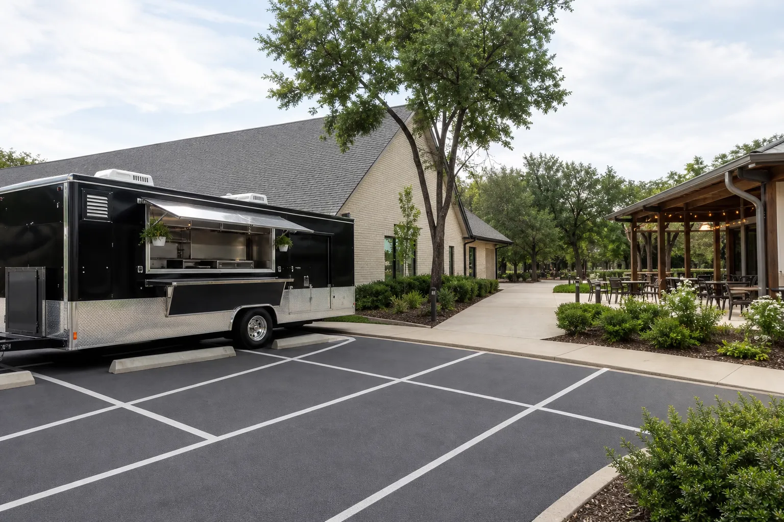 Coordinated parking and service layout for mobile caterer service in Northglenn