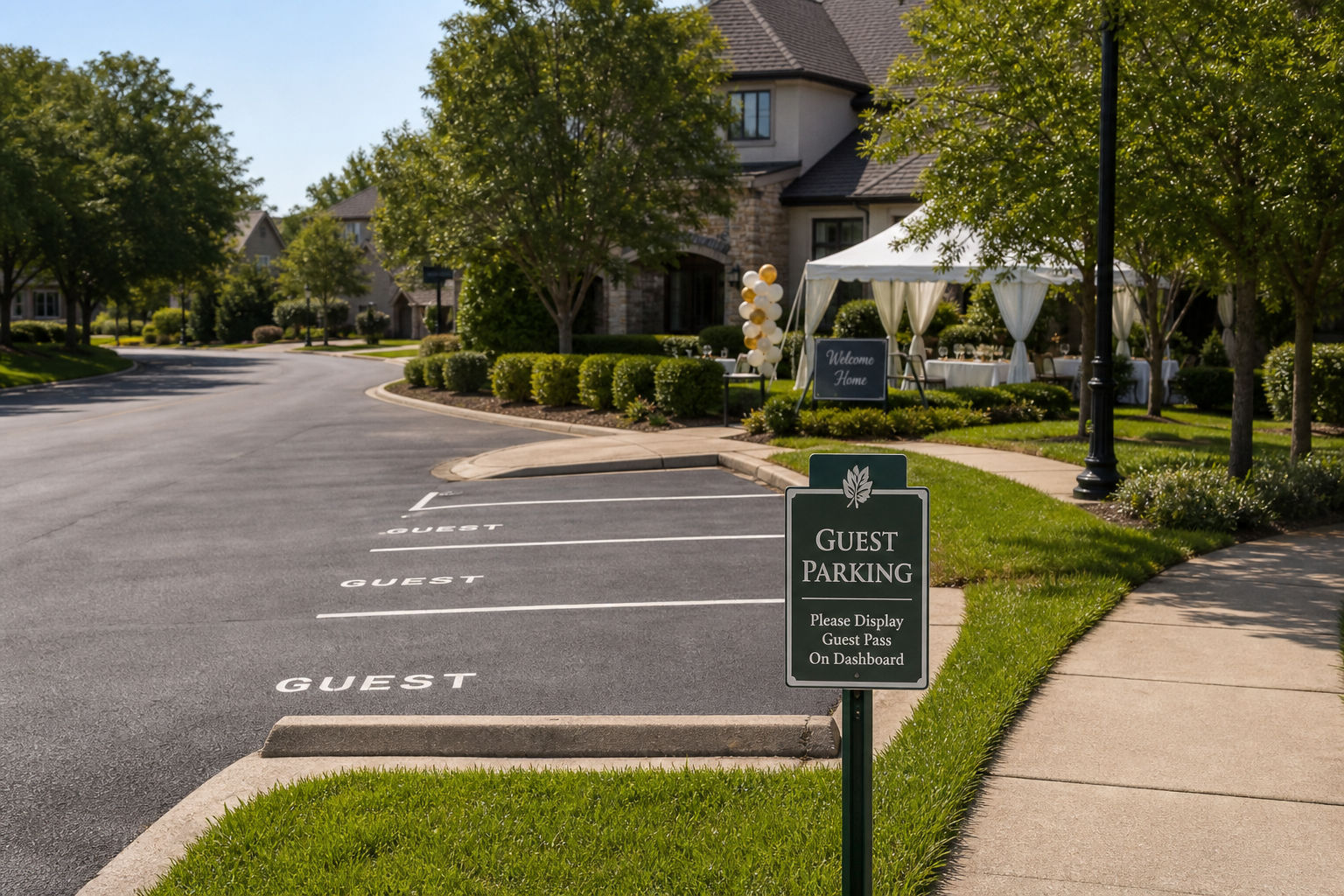 Planned guest parking layout for a home event in an HOA neighborhood