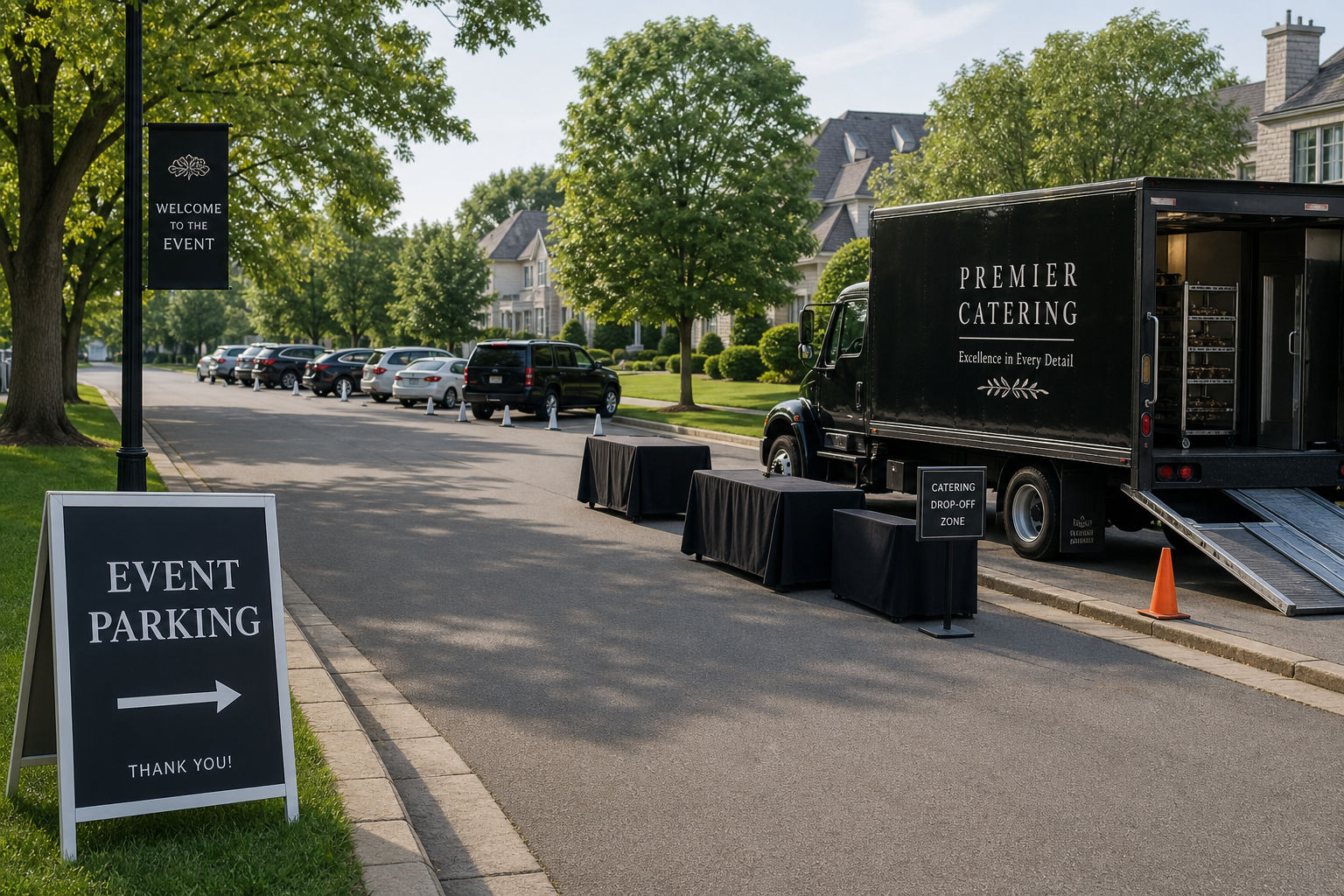 Residential parking and catering access plan for a home-based celebration