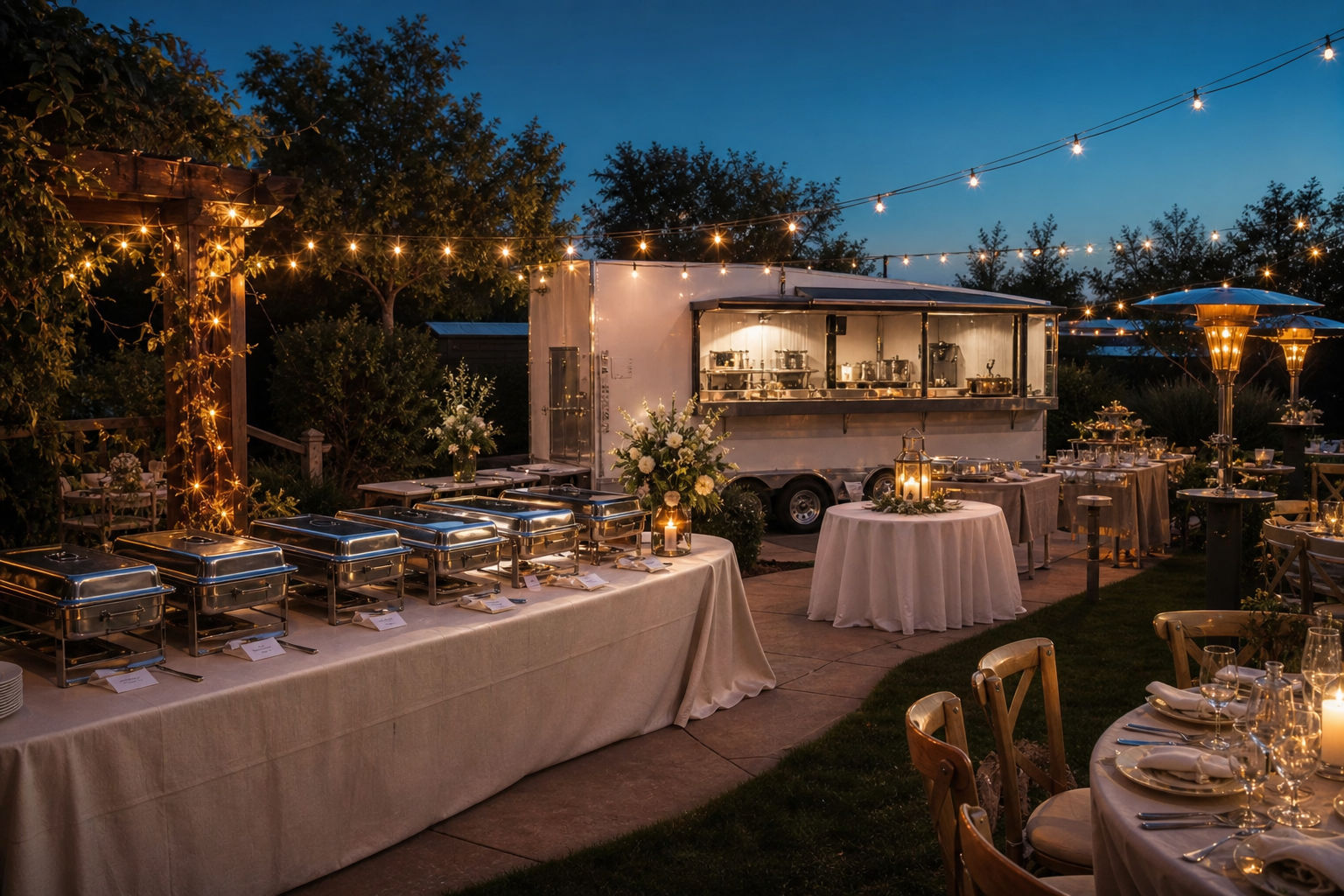 Wedding dinner service layout designed to prevent lines and delays