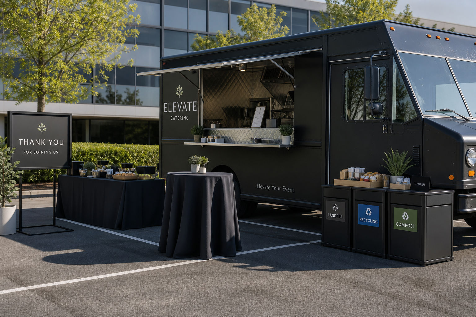Food truck catering arranged for a local business event