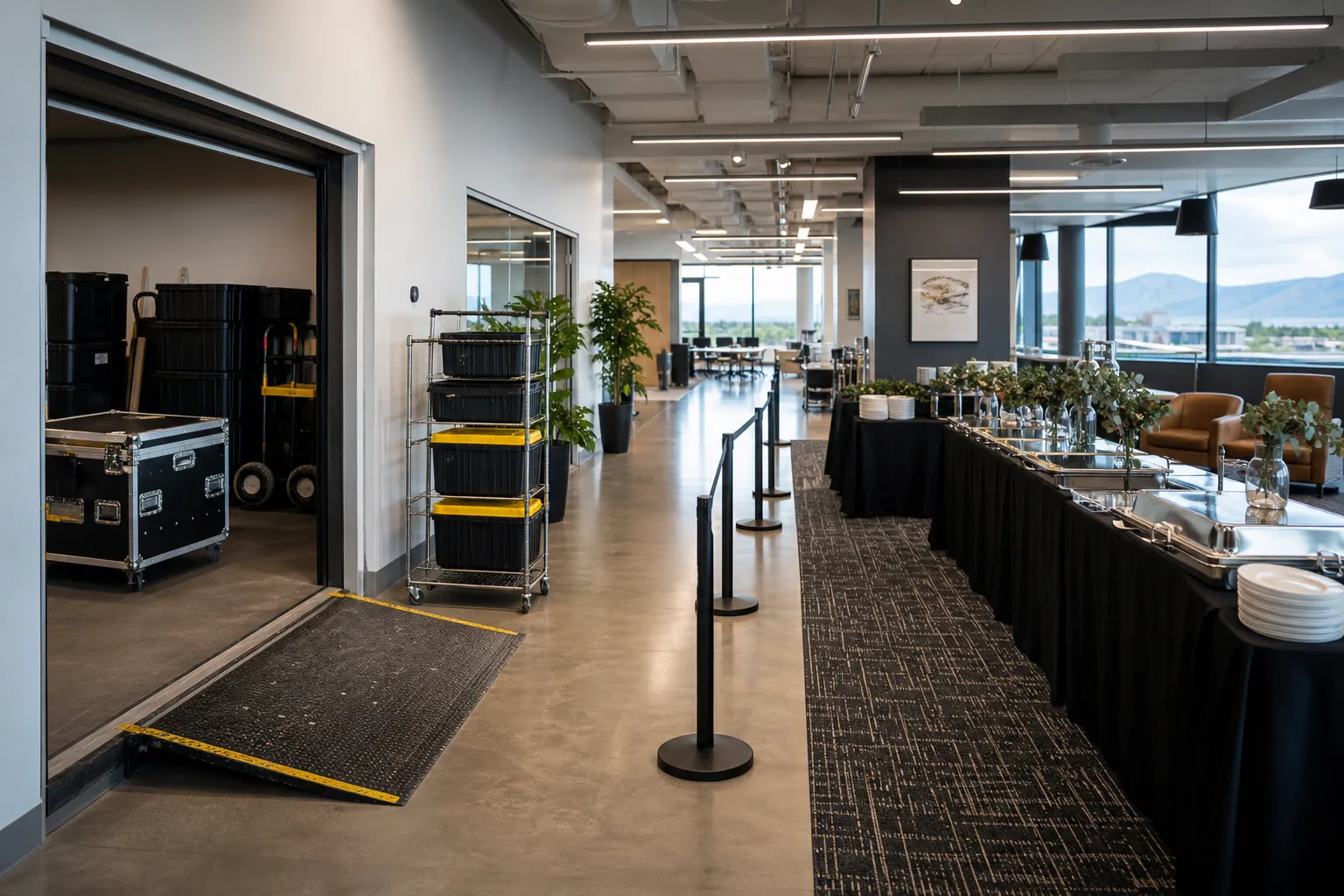 Corporate lunch-and-learn event setup logistics at an office in Littleton
