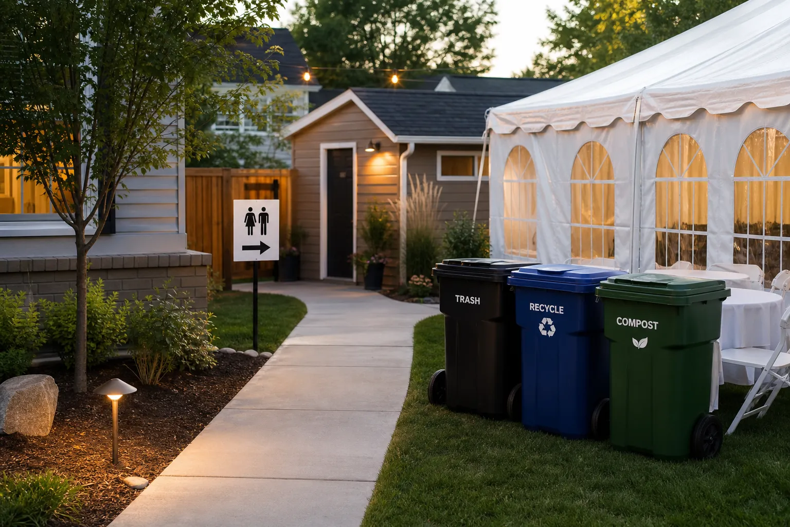 Organized sanitation and guest flow setup for a home event in Centennial