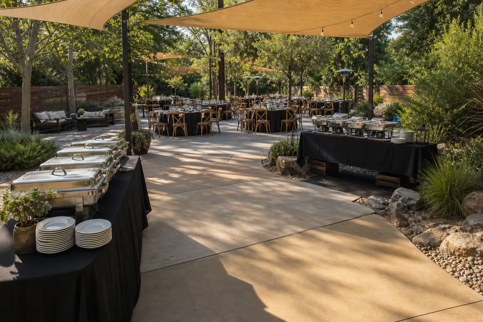 Outdoor dining area arranged to support smooth meal delivery timing in Sheridan