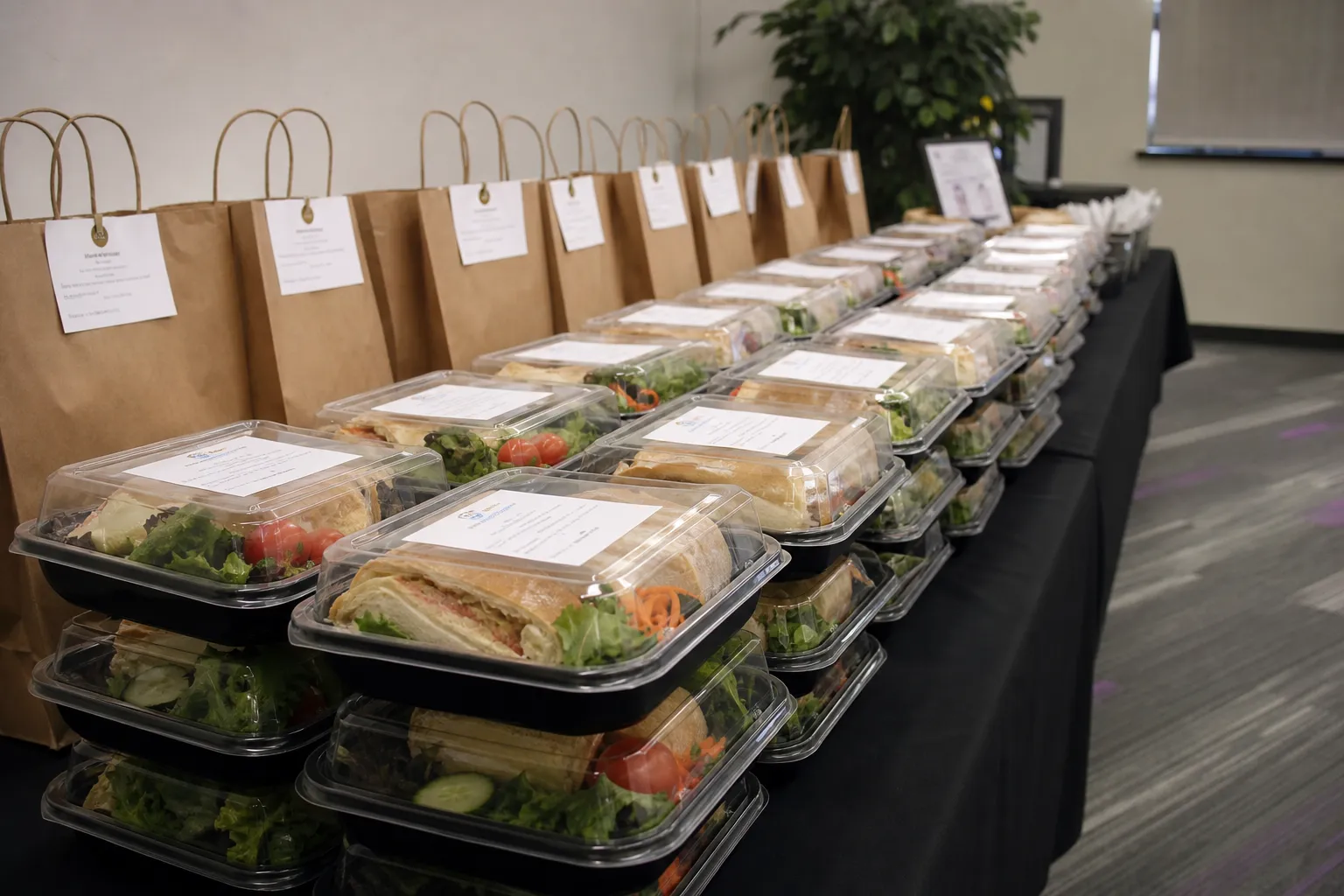 Organized takeout restaurant meal pickup for a school staff event in Thornton