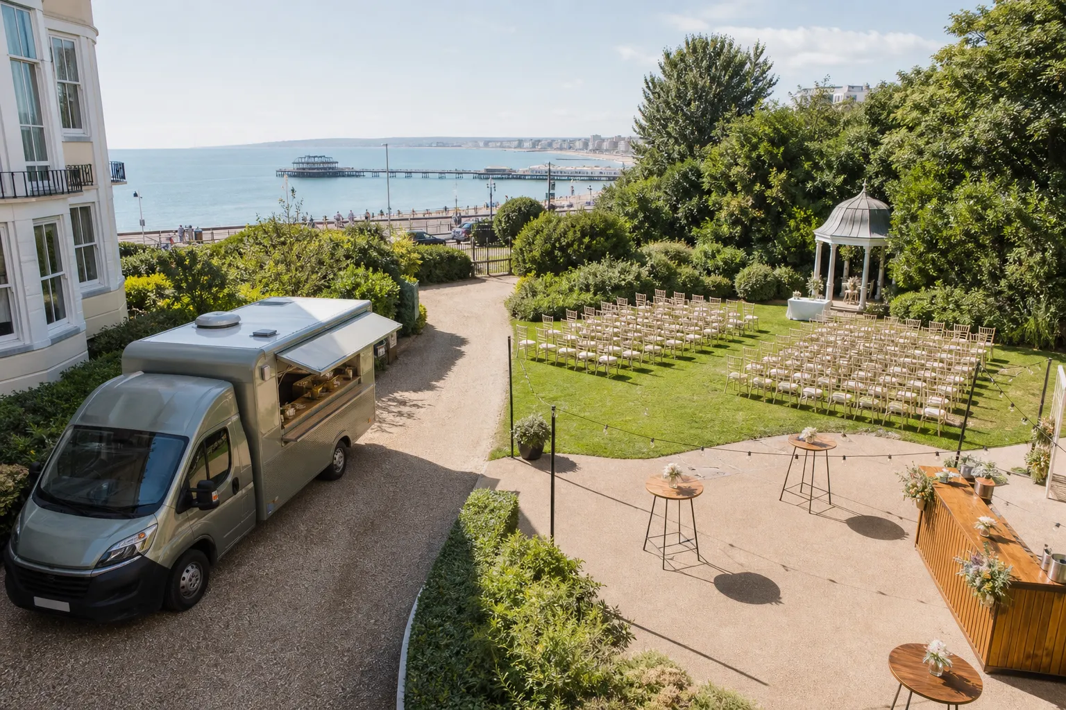 Wedding service site layout with mobile catering access in Brighton