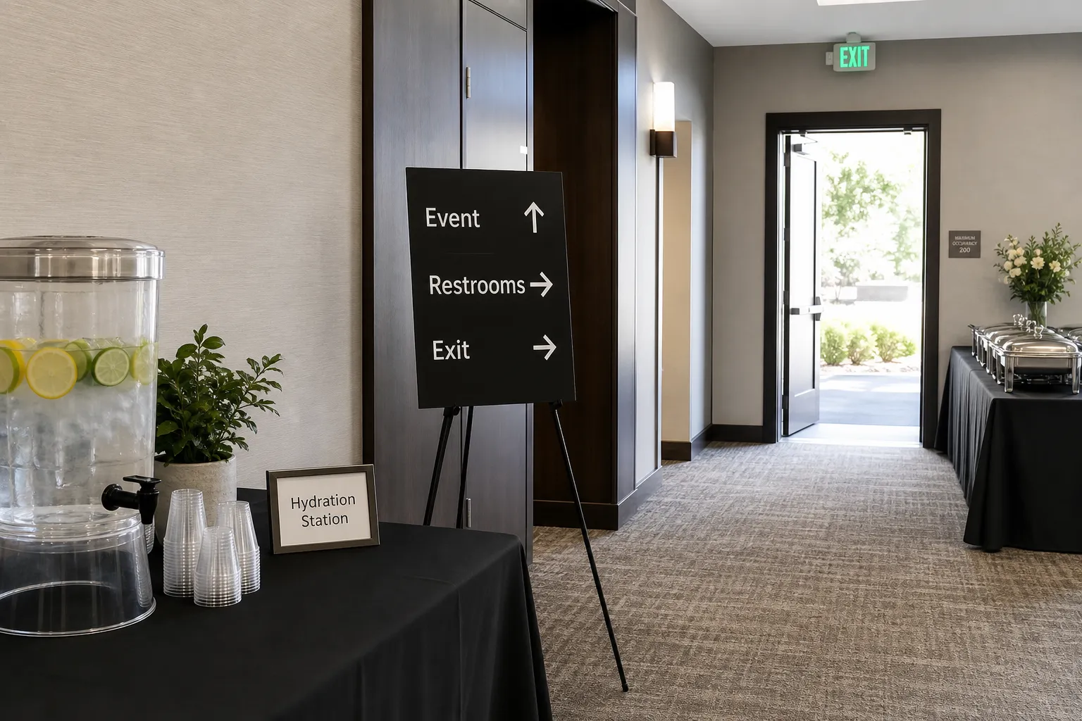 Water station and clear guest flow path for an event in Broomfield