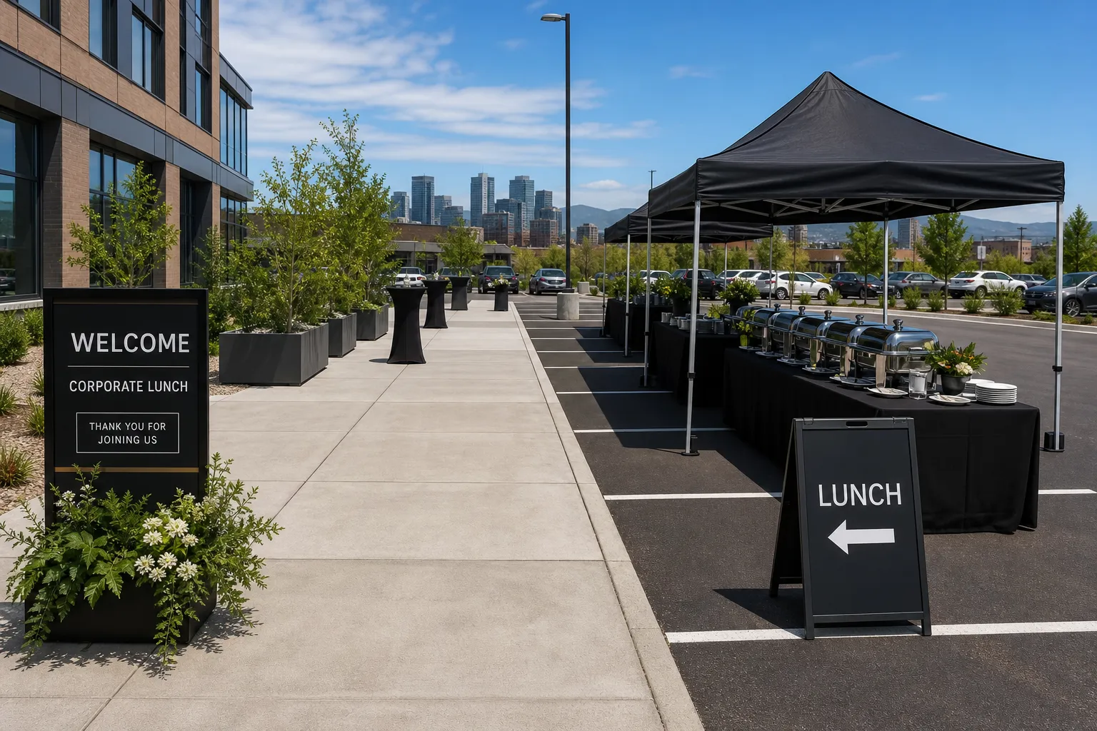 Professional open house lunch service layout in Denver