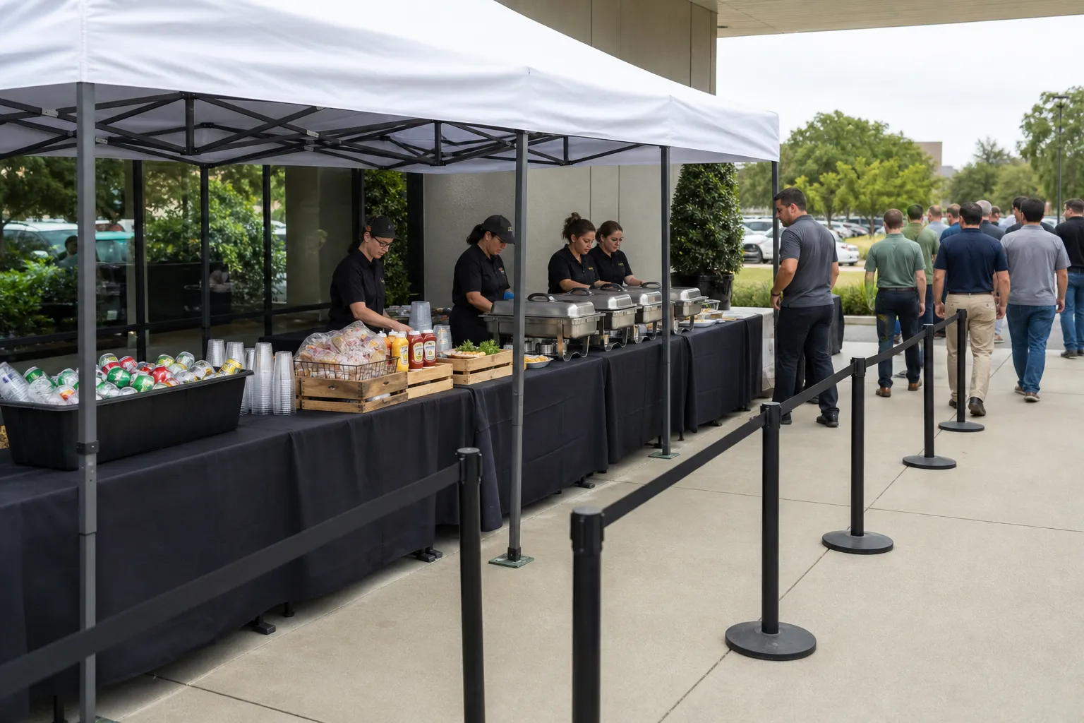Efficient lunch line layout for a party planner event in Littleton