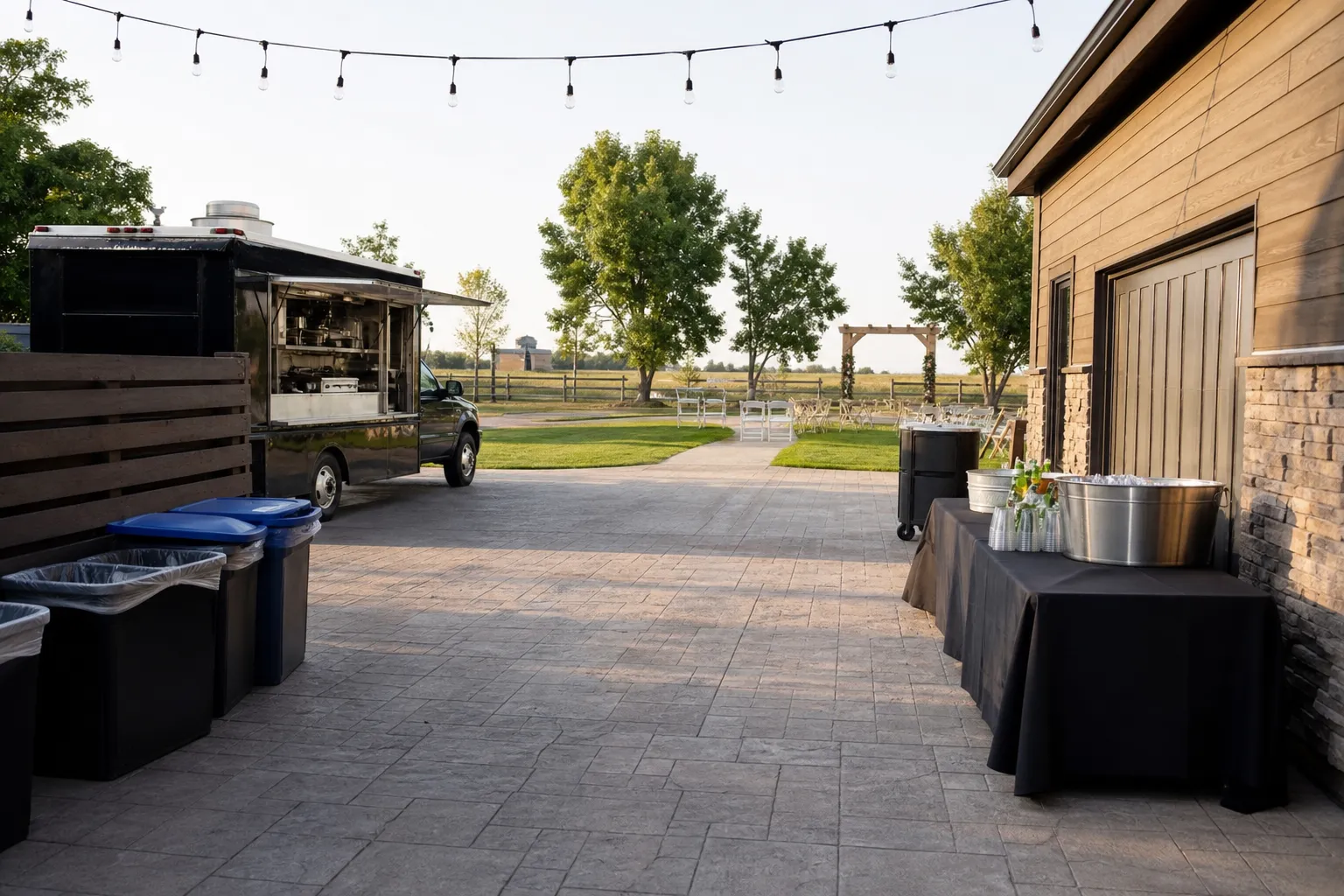 Prepared mobile caterer service area with efficient guest flow in Dacono