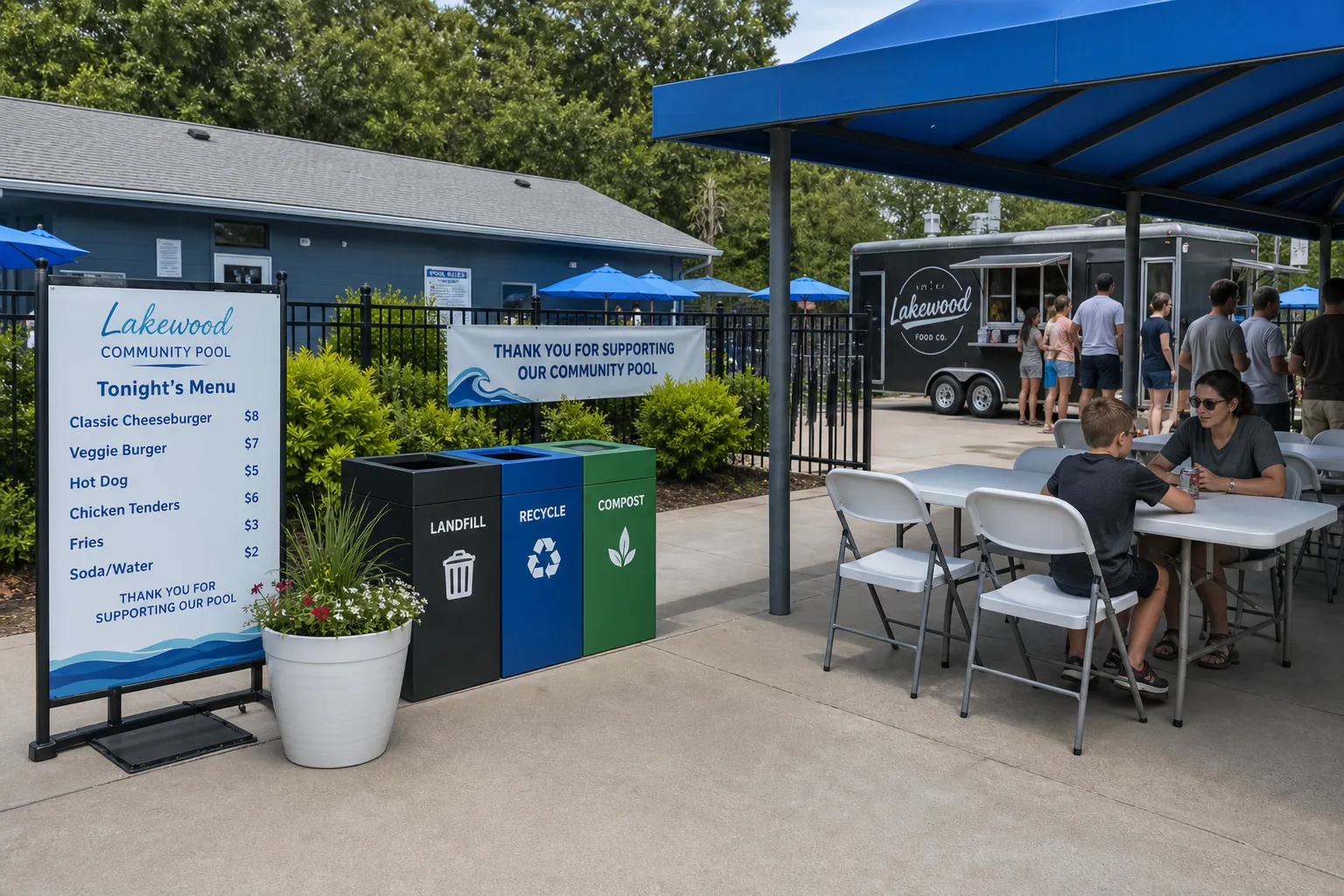Organized HOA pool party logistics with food truck catering in Lakewood