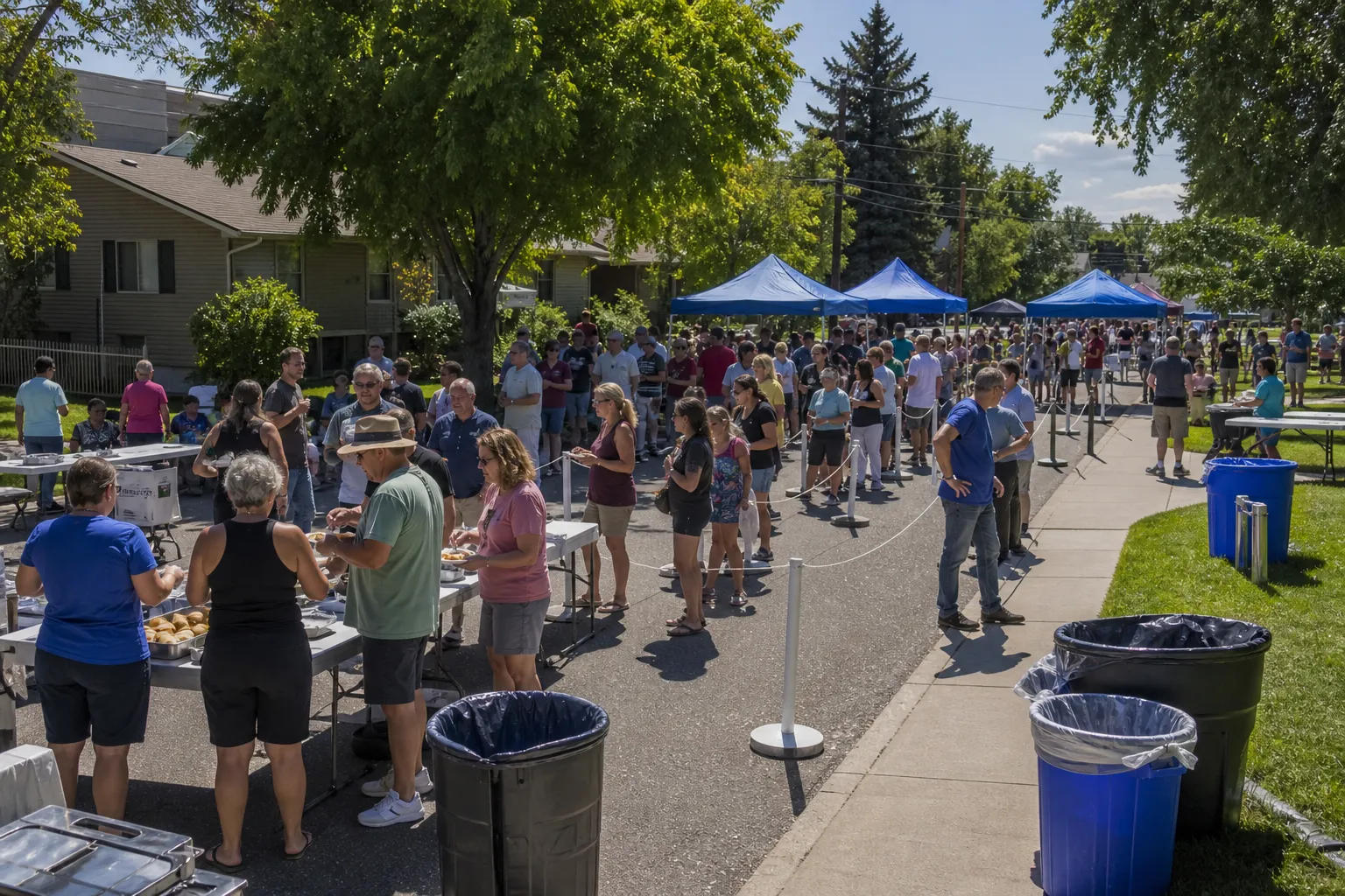 Organized catering service layout for a Wheat Ridge neighborhood block party