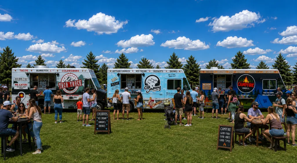 Food Truck Family fleet serving guests at a Colorado event