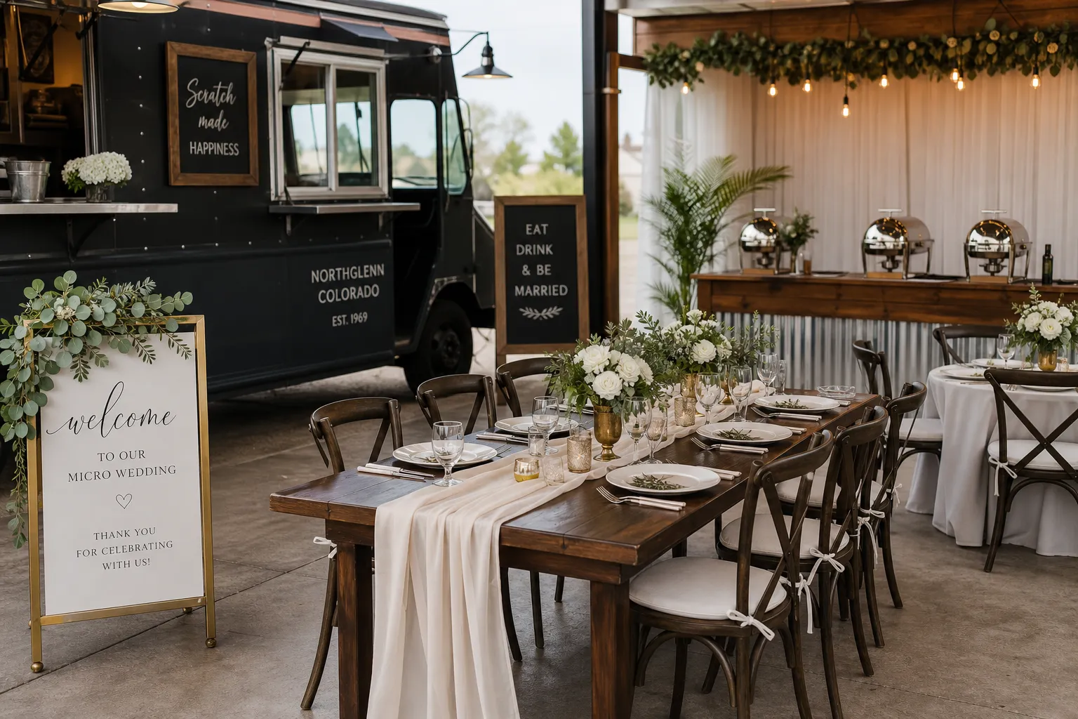 Polished micro wedding guest experience with caterer service in Northglenn